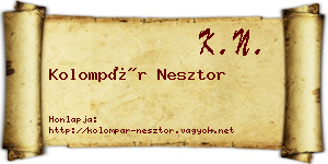 Kolompár Nesztor névjegykártya